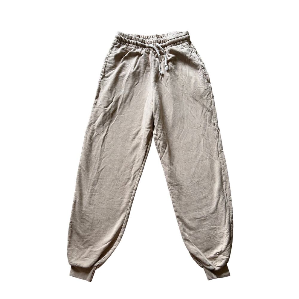TAN + LINES Sport Rosebowl Joggers in Beige / Cream Small Made USA 100% Cotton